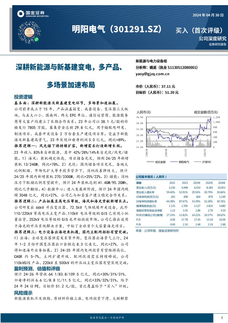 94-【国金证券】深耕新能源与新基建变电,多产品、多场景加速布局