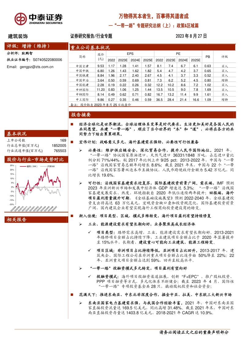 【中泰证券】建筑装饰：“一带一路”专题研究总纲（上）：政策&区域篇-万物得其本者生，百事得其道者成