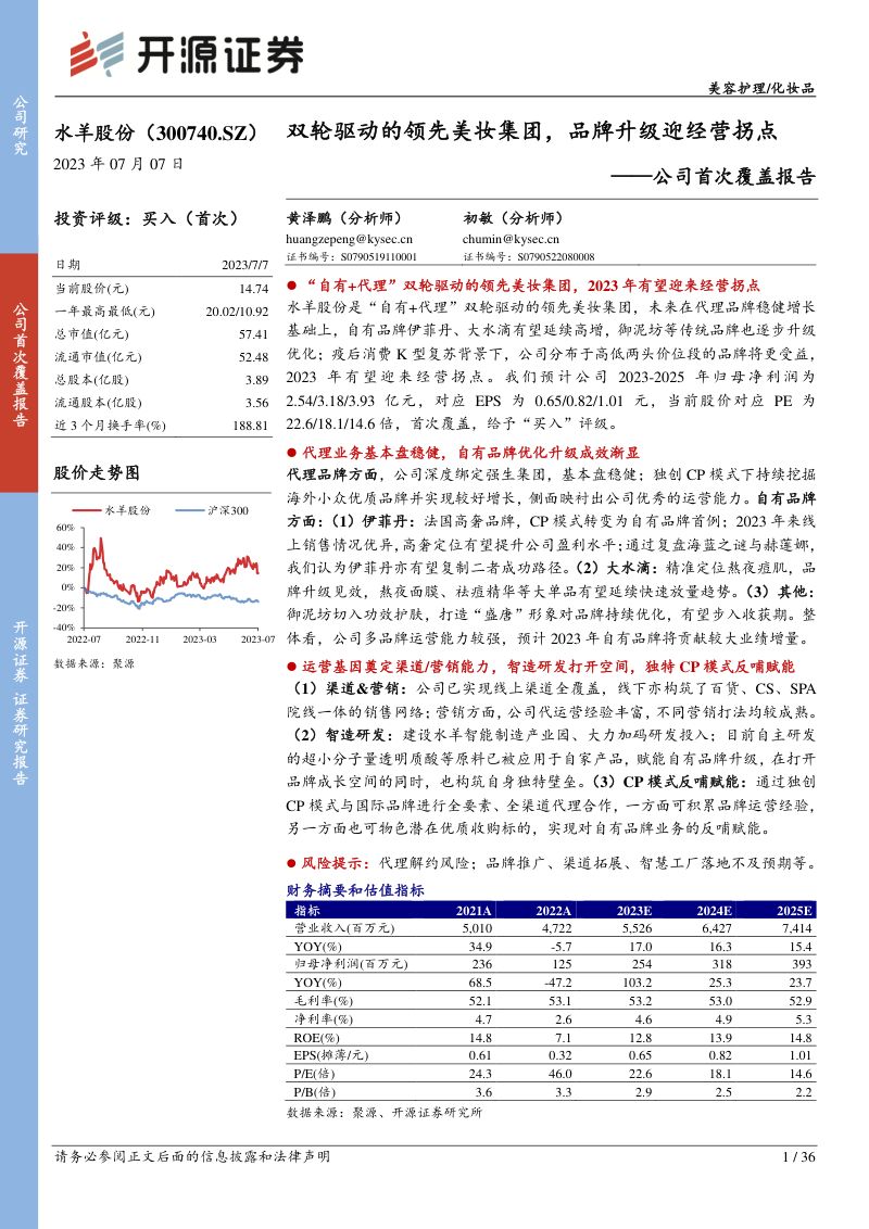 36-【开源证券】公司首次覆盖报告:双轮驱动的领先美妆集团,品牌升级迎经营拐点