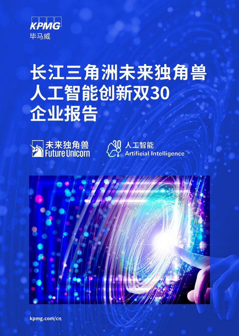 【毕马威】人工智能行业：长江三角洲未来独角兽人工智能创新双30企业报告