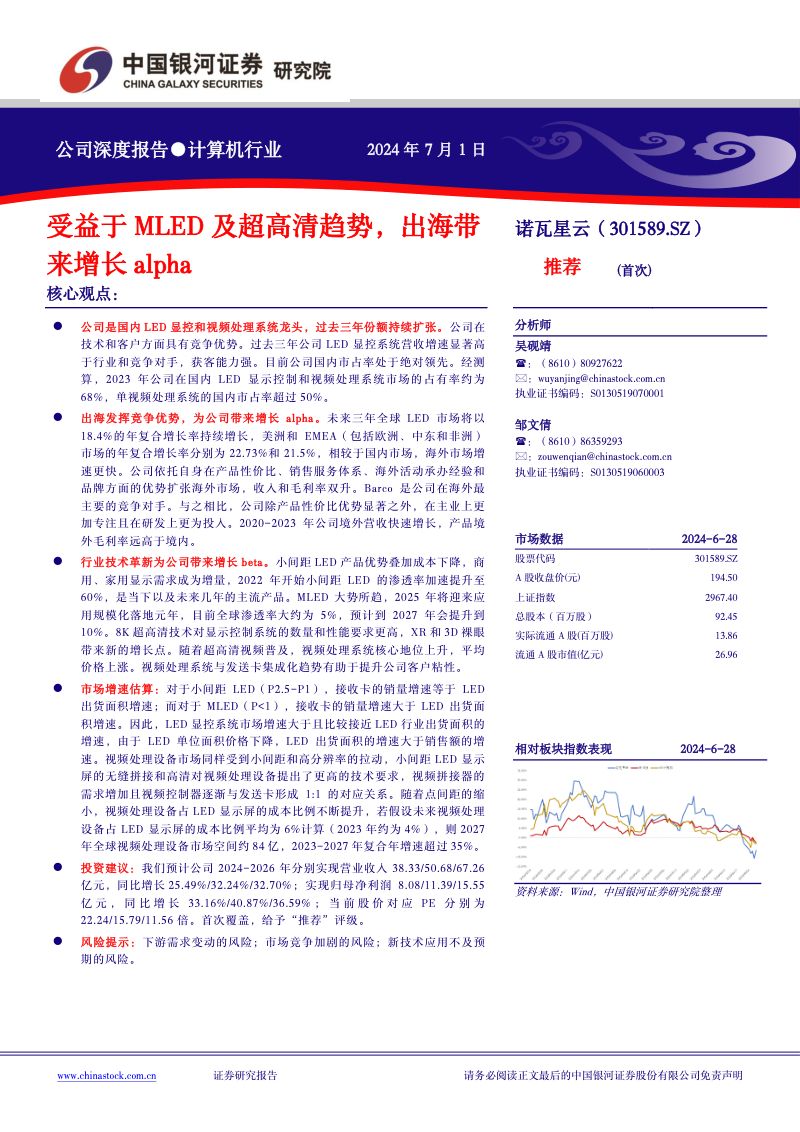 【中国银河】受益于MLED及超高清趋势,出海带来增长alpha
