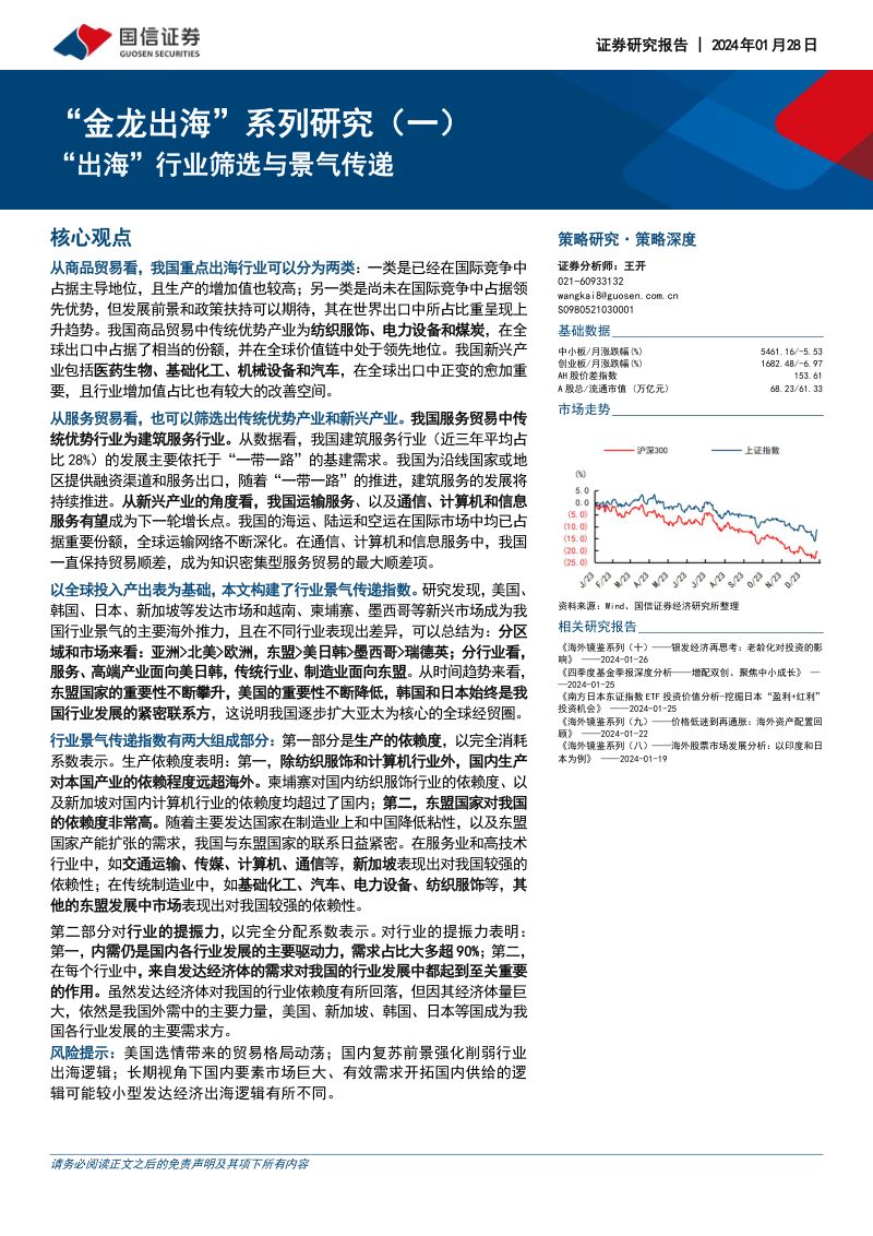 【国信证券】“金龙出海”系列研究（一）：“出海”行业筛选与景气传递