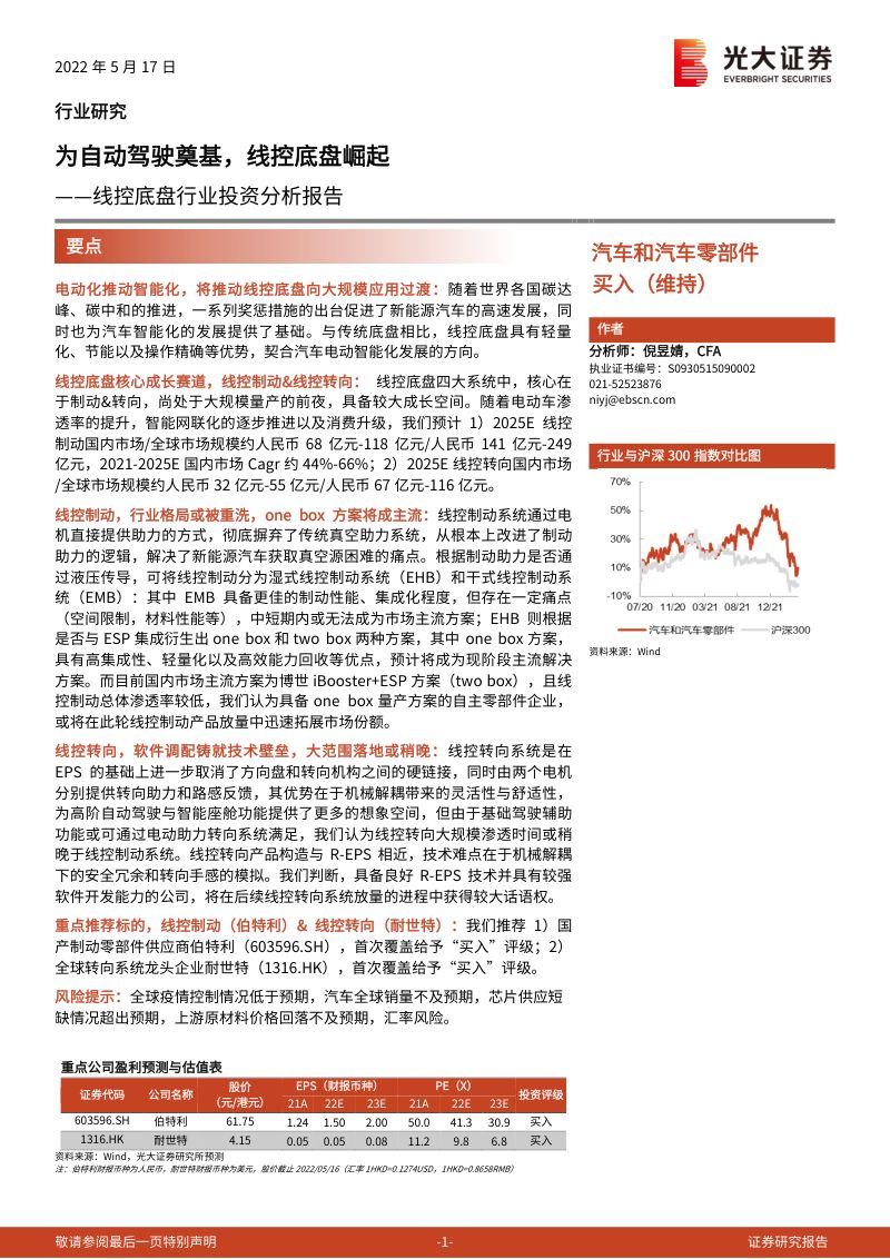 84-【光大证券】线控底盘行业投资分析报告：为自动驾驶奠基，线控底盘崛起