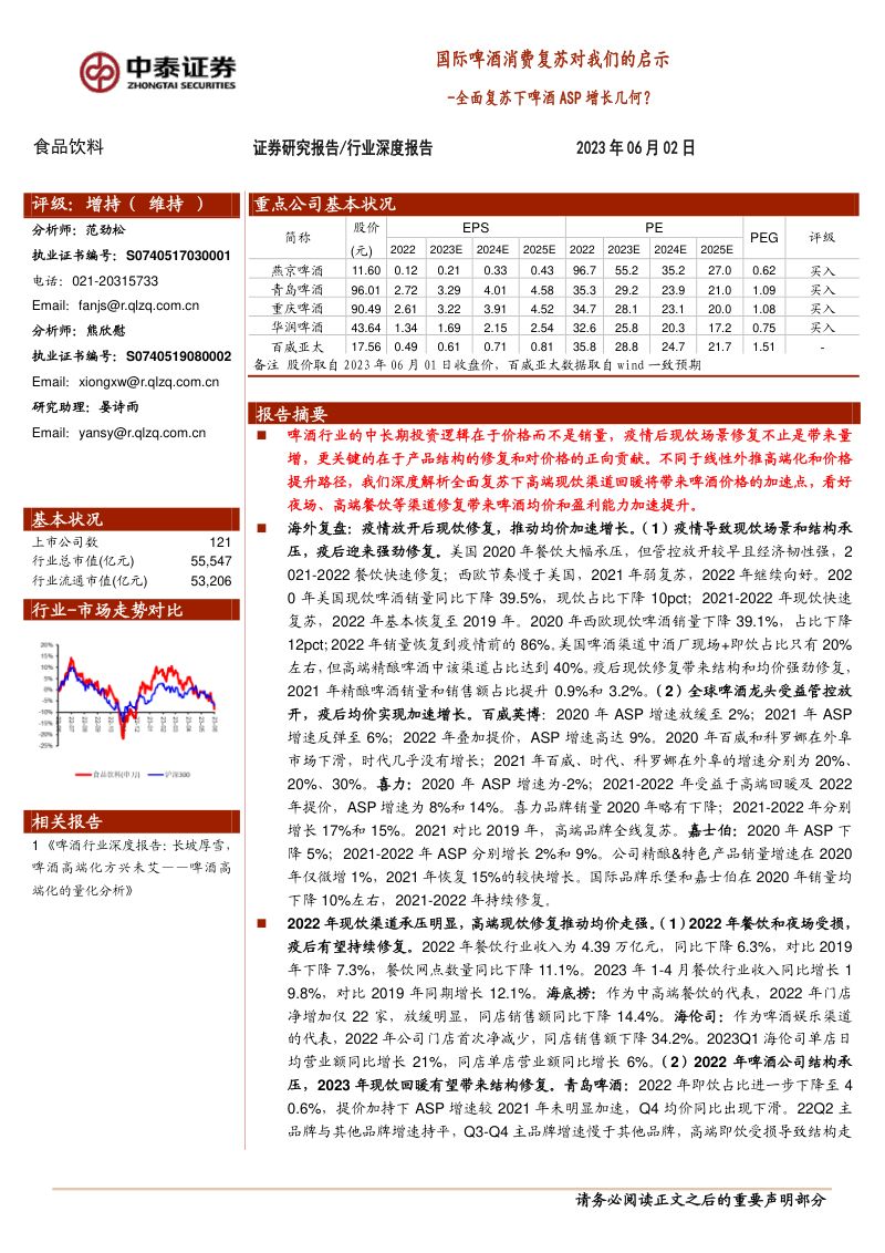 12-【中泰证券】食品饮料行业深度报告:国际啤酒消费复苏对我们的启示-全面复苏下啤酒ASP增长几何?