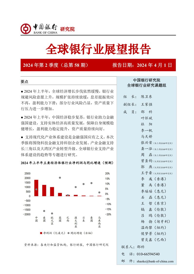 5-【中国银行】全球银行业展望报告2024年第2季度（总第58期）