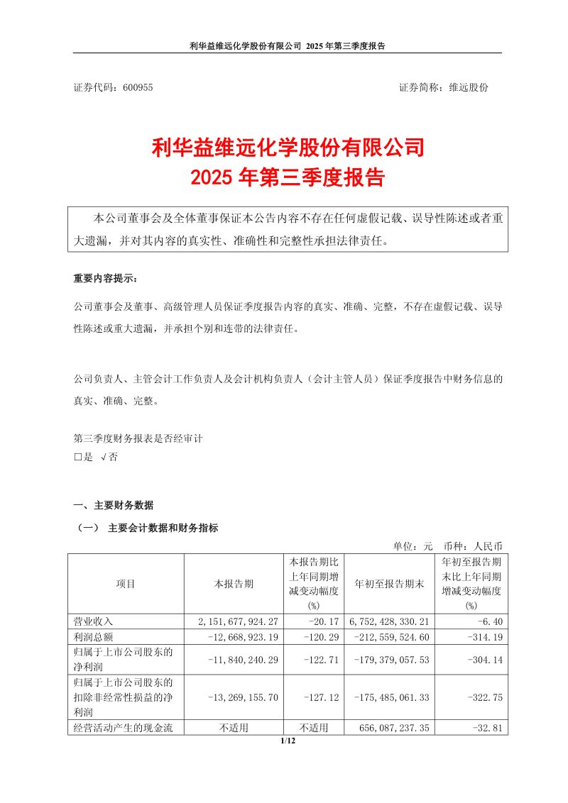 维远股份:2025年第三季度报告