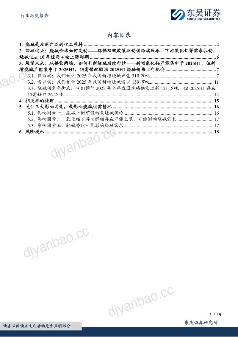 基础化工行业深度报告：烧碱关注2025H1烧碱供需错配机会-250116（19页） 第2页