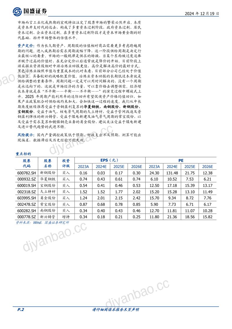 钢铁2025年度策略报告：告别放任的年代-241219（46页） 第2页