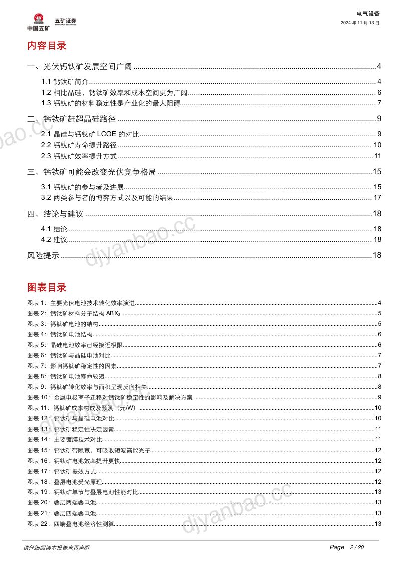 追风逐光系列三:钙钛矿电池如何引领光伏技术迭代-241114(20页) 第2页