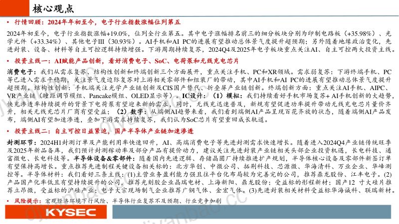 电子行业2025年度投资策略：电子行业周期持续复苏关注自主可控、AI两大投资主线-241113（61页） 第2页