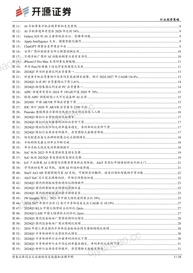 电子行业投资策略：周期持续复苏重点关注自主可控、AI两大投资主线-241113（39页） 第3页