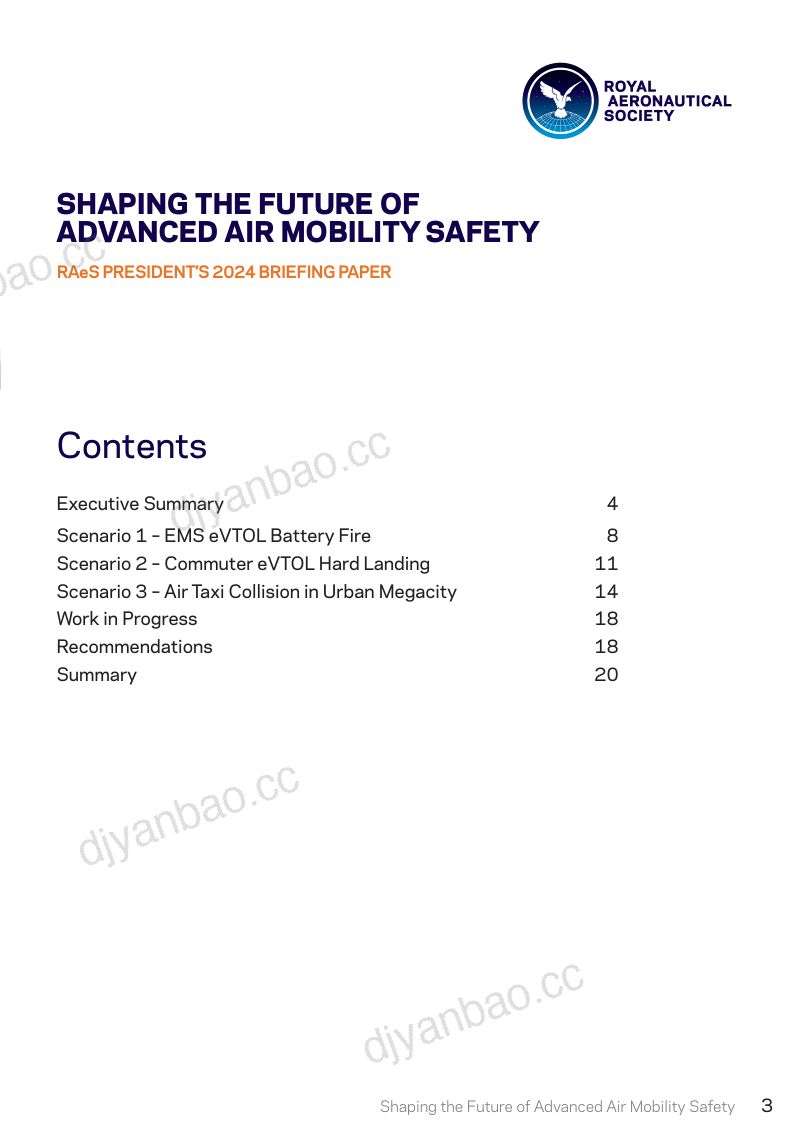 英国皇家航空学会(RAeS):2024塑造先进空中交通(AAM)安全的未来研究报告(英文版)(22页) 第3页