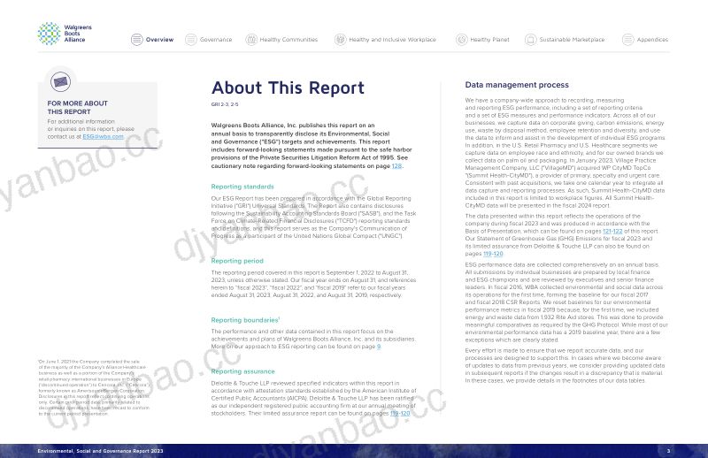 沃博联(WALGREENS BOOTS ALLIANCE)2023年环境、社会和治理(ESG)报告(英文版)(129页) 第3页
