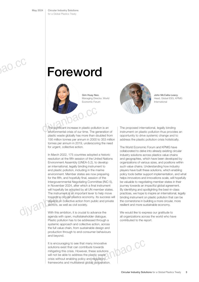 WEF&毕马威：2024《全球塑料条约》的循环产业解决方案洞察报告（英文版）（34页） 第3页
