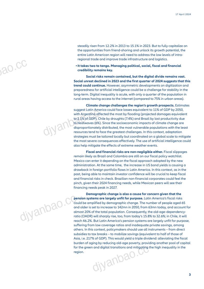 安联:2024拉丁美洲经济洞察报告:让我们起舞吧(英文版)(35页) 第3页