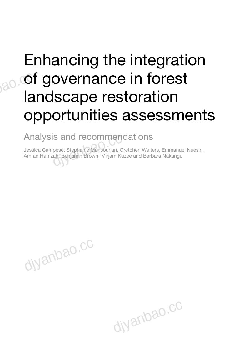 IUCN:2023加强森林景观恢复潜力评估中的治理研究报告(英文版)(78页) 第3页