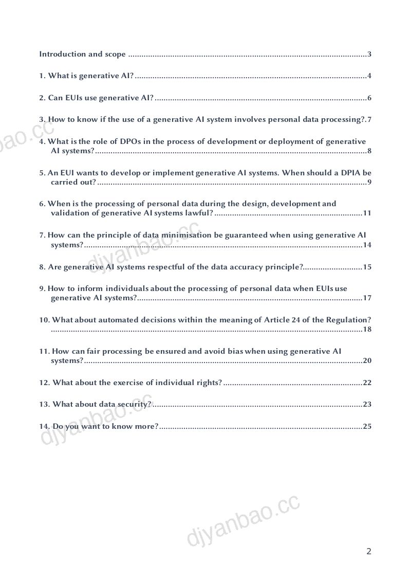 欧洲数据保护监督机构(EDPS):2024生成式人工智能与EUDPREDPS就生成式人工智能数据保护的首个指南(英文版)(26页) 第3页