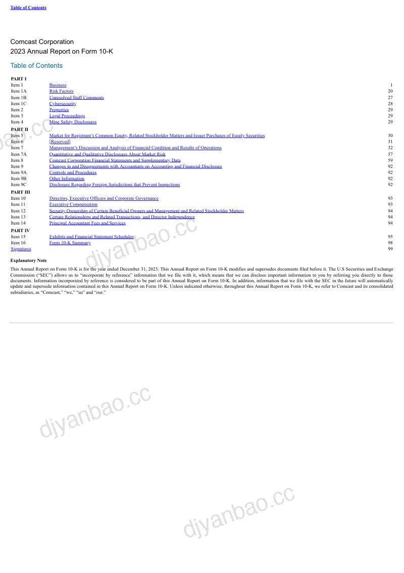 美国康卡斯特电信公司（COMCAST）2023财年年度报告（英文版）（252页） 第2页