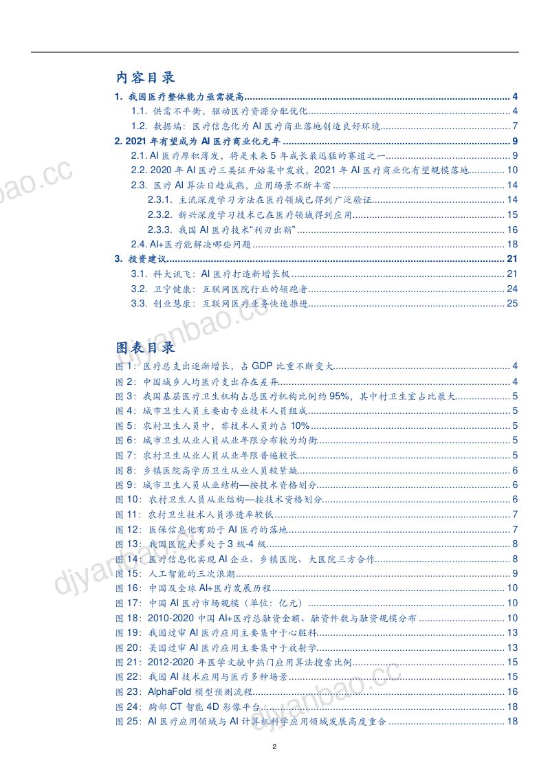 2021年中国医疗整体能力与AI医疗商业化分析报告（25页） 第2页