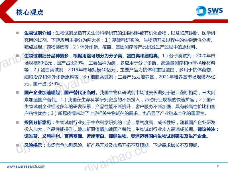 生物试剂行业深度报告:行业景气上行国产替代正当时-220926(56页) 第2页