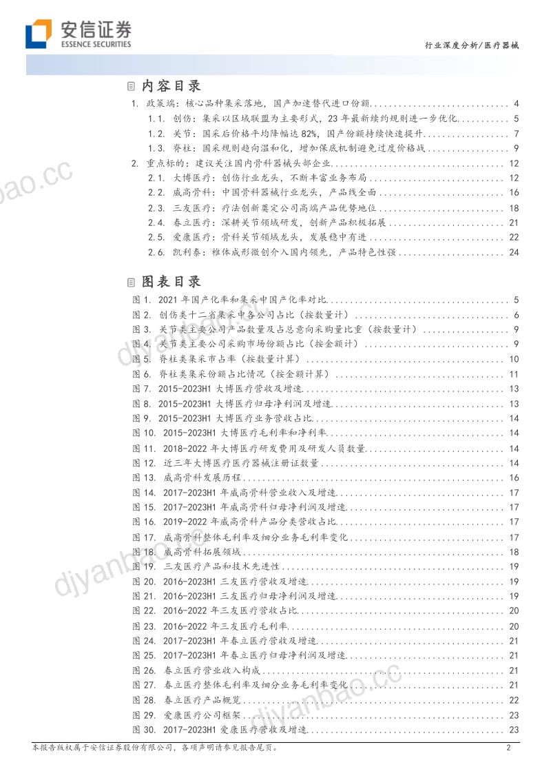 骨科行业深度系列一:核心细分赛道政策落地制度设计不断优化国产龙头开启发展新篇章-230928(28页) 第2页