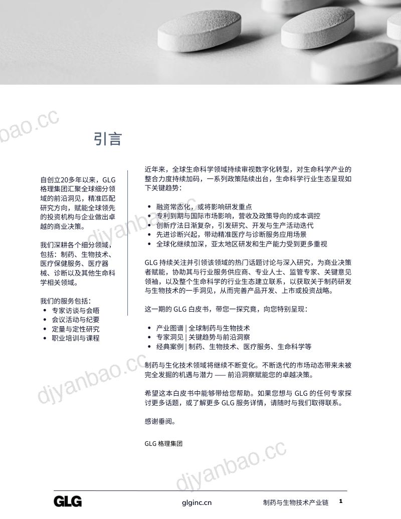 GLG：2024制药与生化医疗技术产业链白皮书（11页） 第3页