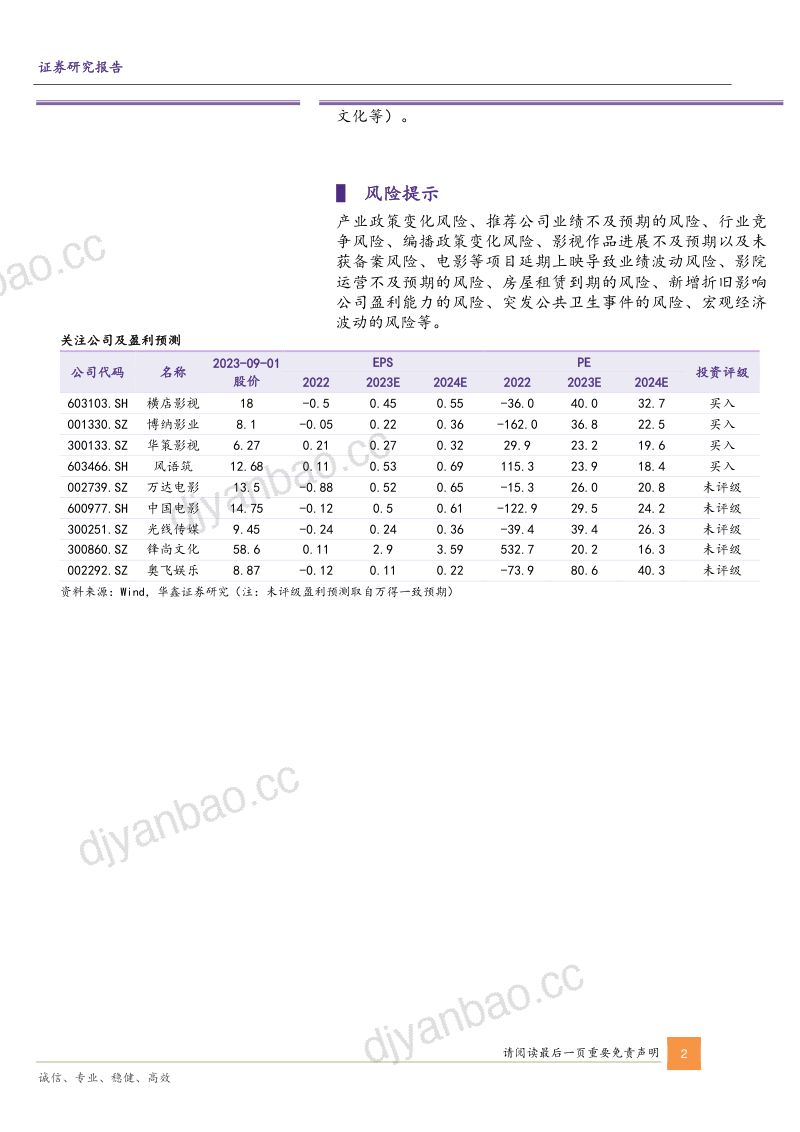 影视院线行业深度报告：2023年暑假档总结国庆档及后续展望-230904（15页） 第2页