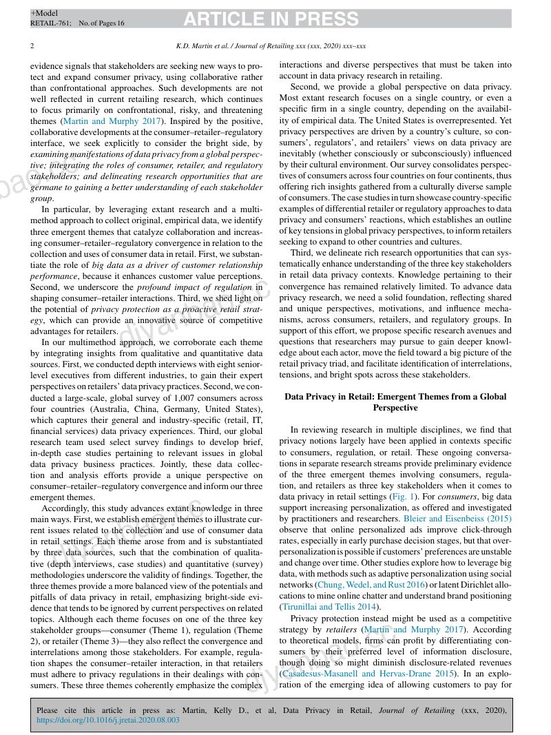 Journal of Retailing:零售业数据隐私(英文版)(16页) 第2页