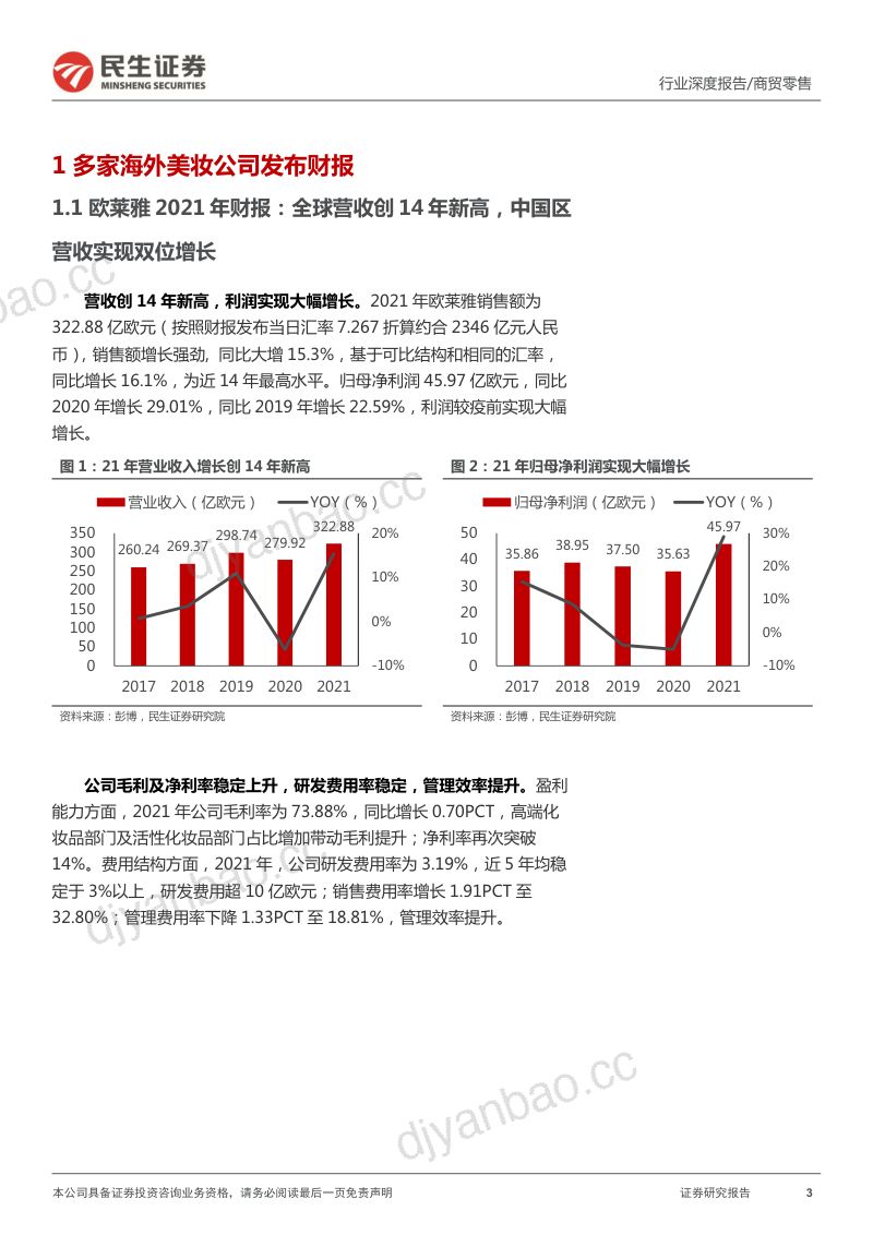 商贸零售行业化妆品专题深度:从海外美妆集团财报看国内化妆品行业新趋势-220224(30页) 第3页