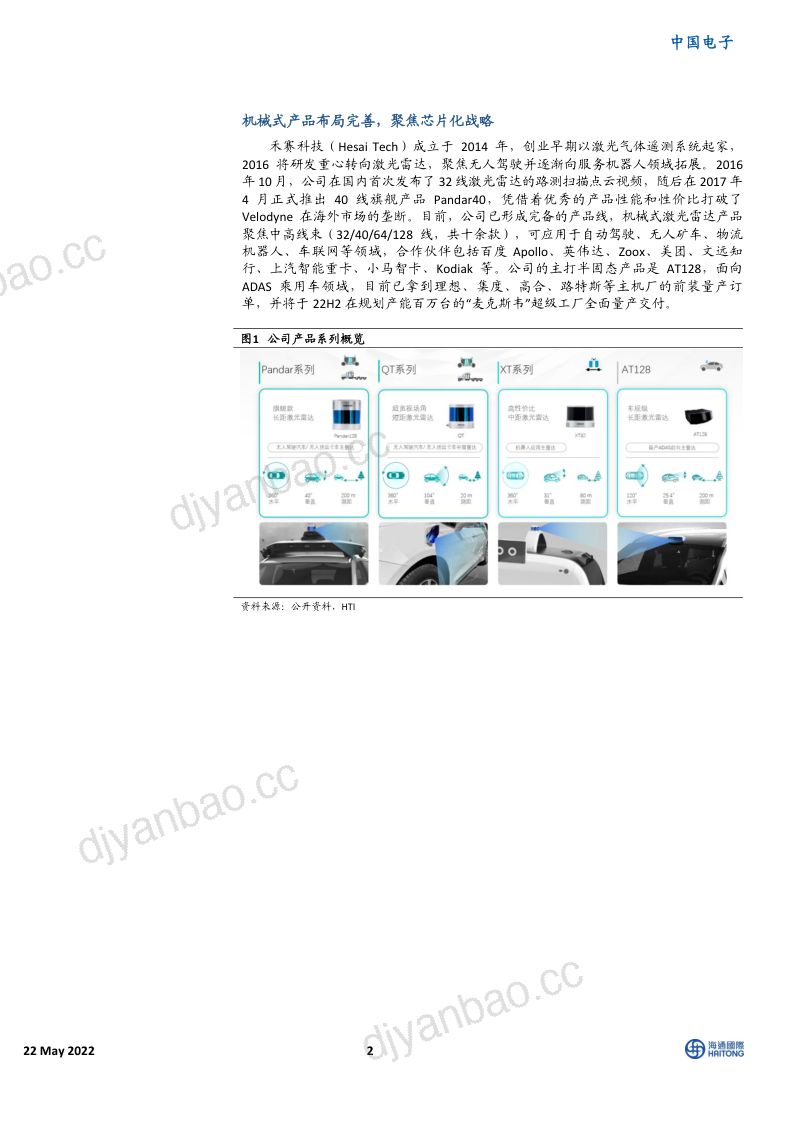 中国电子行业:激光雷达观察报告之禾赛科技篇聚焦芯片化技术架构-220522(18页) 第2页