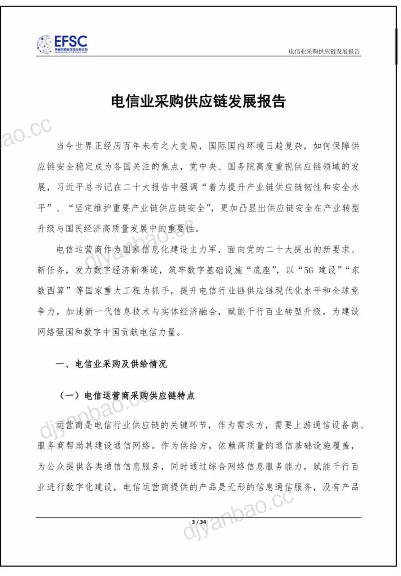 天翼供应链生态发展论坛：电信业采购供应链发展报告（2022年）（34页） 第3页