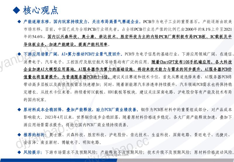 PCB行业专题:PCB系列专题之一乘算力之风看好电子工业的重要基石再起航-230619(51页) 第2页