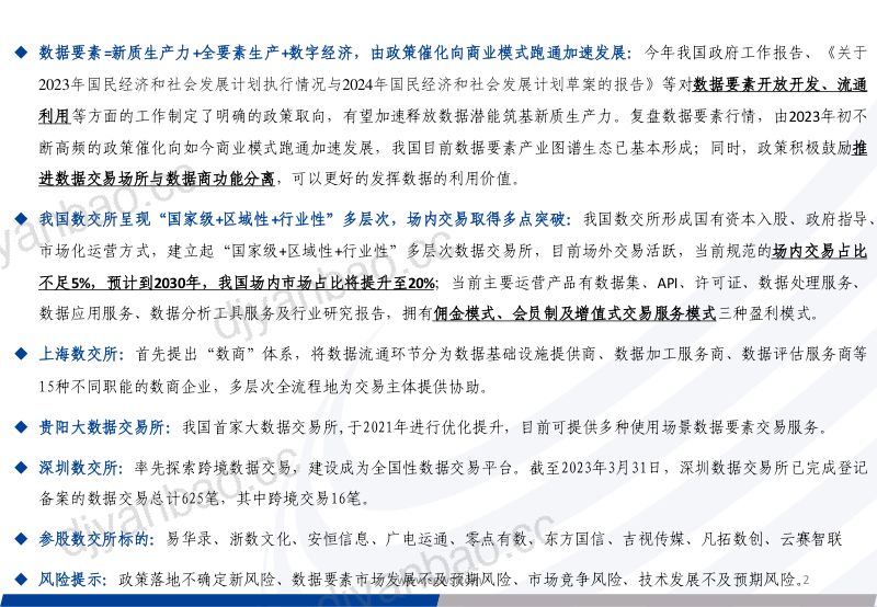 数据要素行业系列报告之二:数据要素产业生态基本形成数交所场内交易取得多点突破-240319(31页) 第2页
