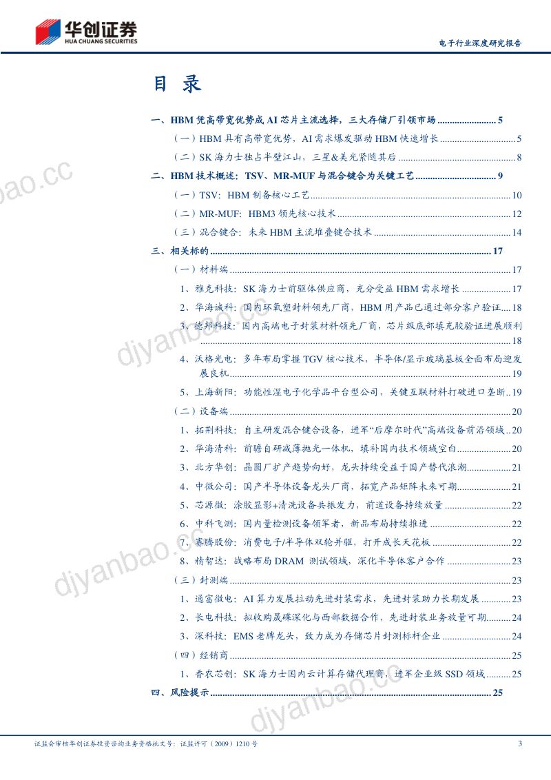 电子行业深度研究报告:AI浪潮汹涌HBM全产业链迸发向上-240331(27页) 第3页