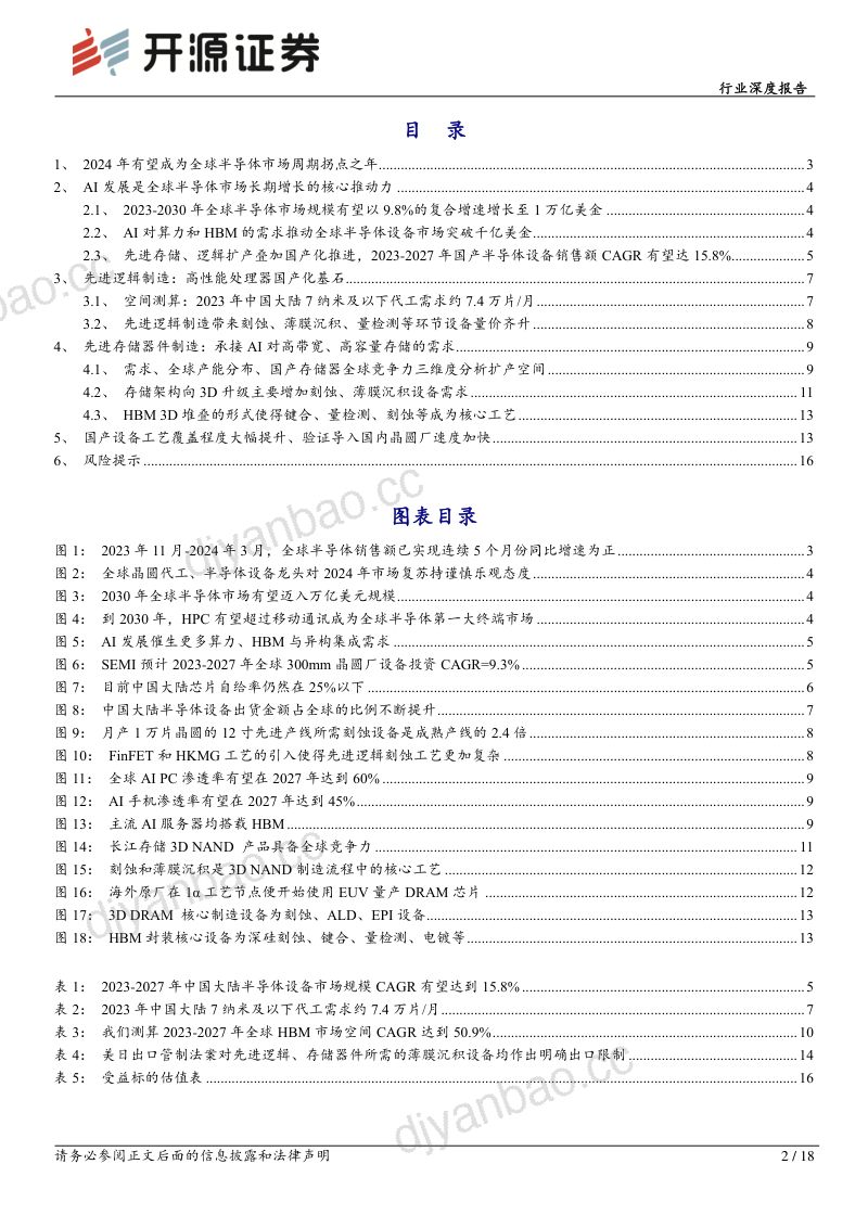 半导体设备行业:周期拐点渐近国产替代2.0时代开启-240528(18页) 第2页
