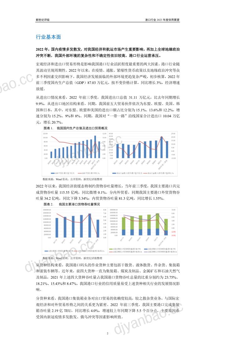 新世纪评级:港口行业2023年度信用展望(24页) 第2页