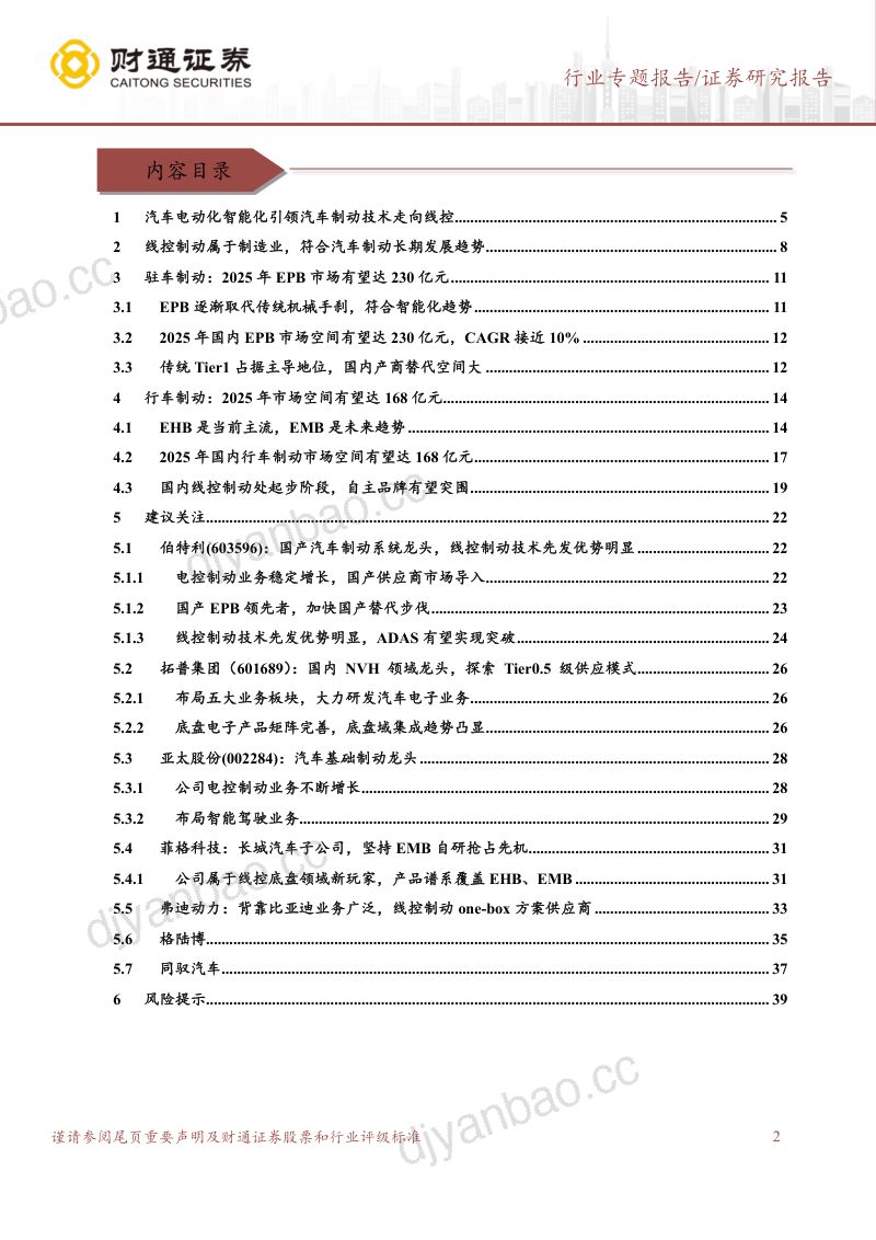汽车行业专题报告：展望2025线控制动行业有望快速发展智能化趋势下高增长赛道国产替代可期-230118（40页） 第2页