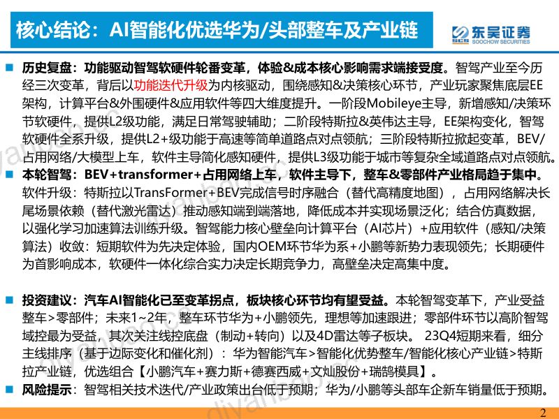 汽车行业AI+汽车智能化系列之二：优选华为、头部整车及产业链-231017（46页） 第2页