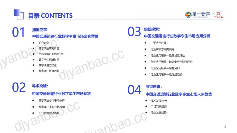 第一新声&逸迅科技：2024年中国交通运输行业数字孪生市场研究报告（30页） 第3页