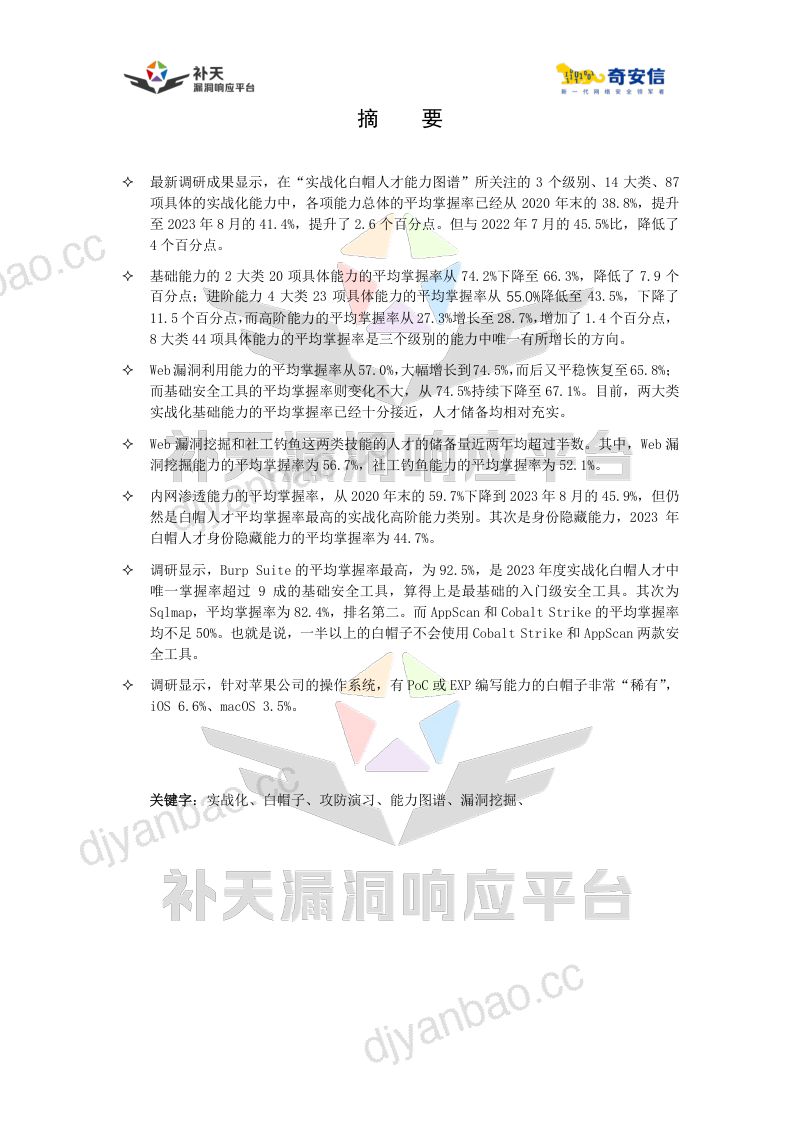 奇安信：2023中国实战化白帽人才能力白皮书（39页） 第3页