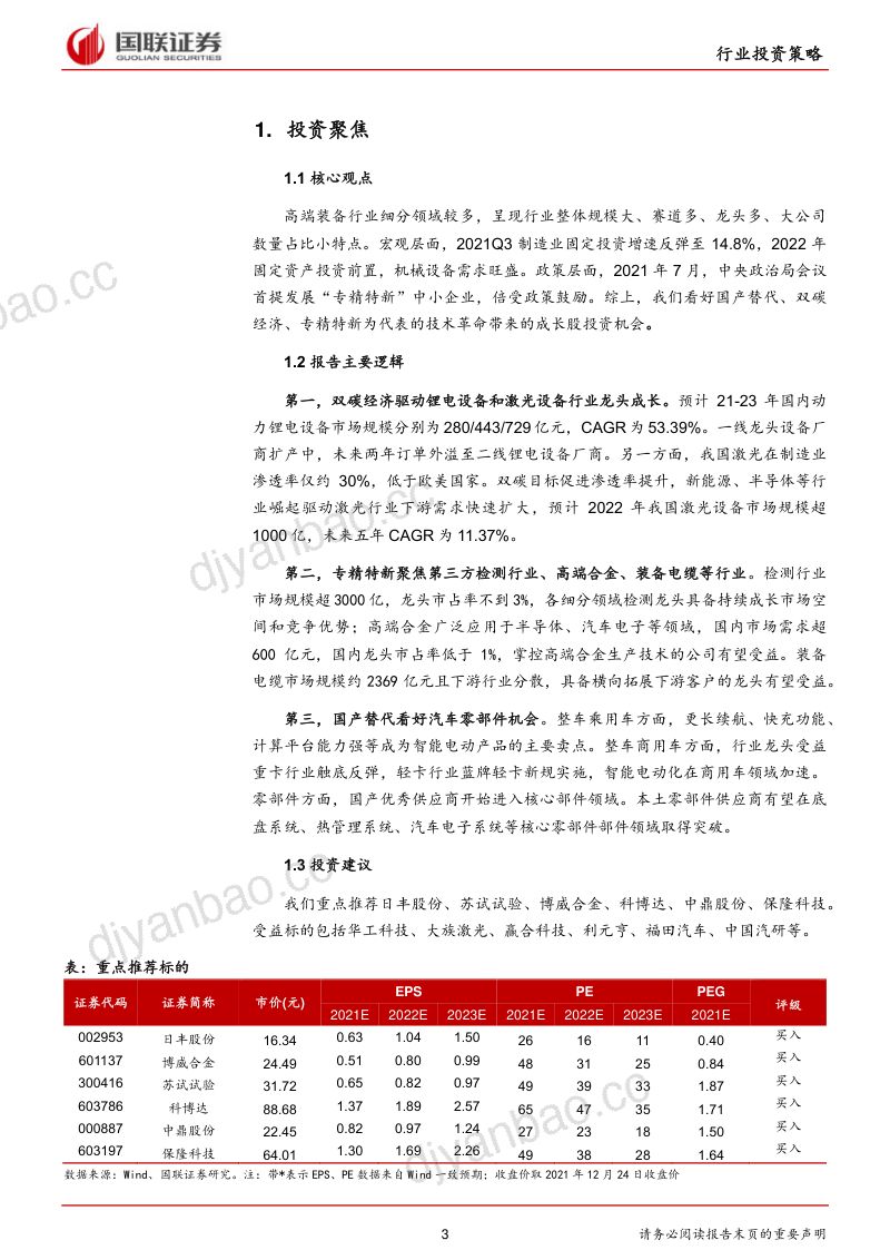 高端装备行业:双碳经济、专精特新和国产替代铸就成长股机会-211227(30页) 第3页