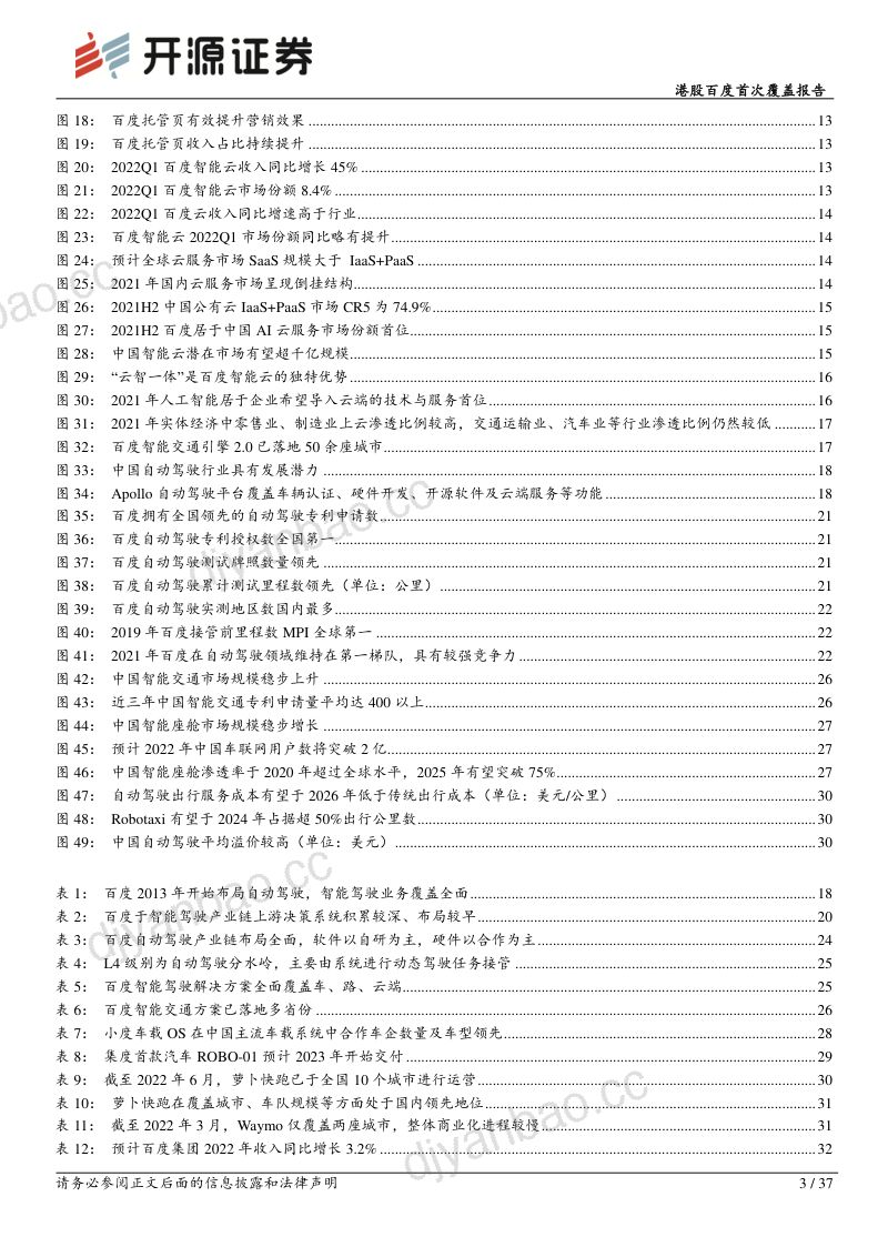 百度集团:立足AI再出发布局智能云及ADAS-220809(37页) 第3页