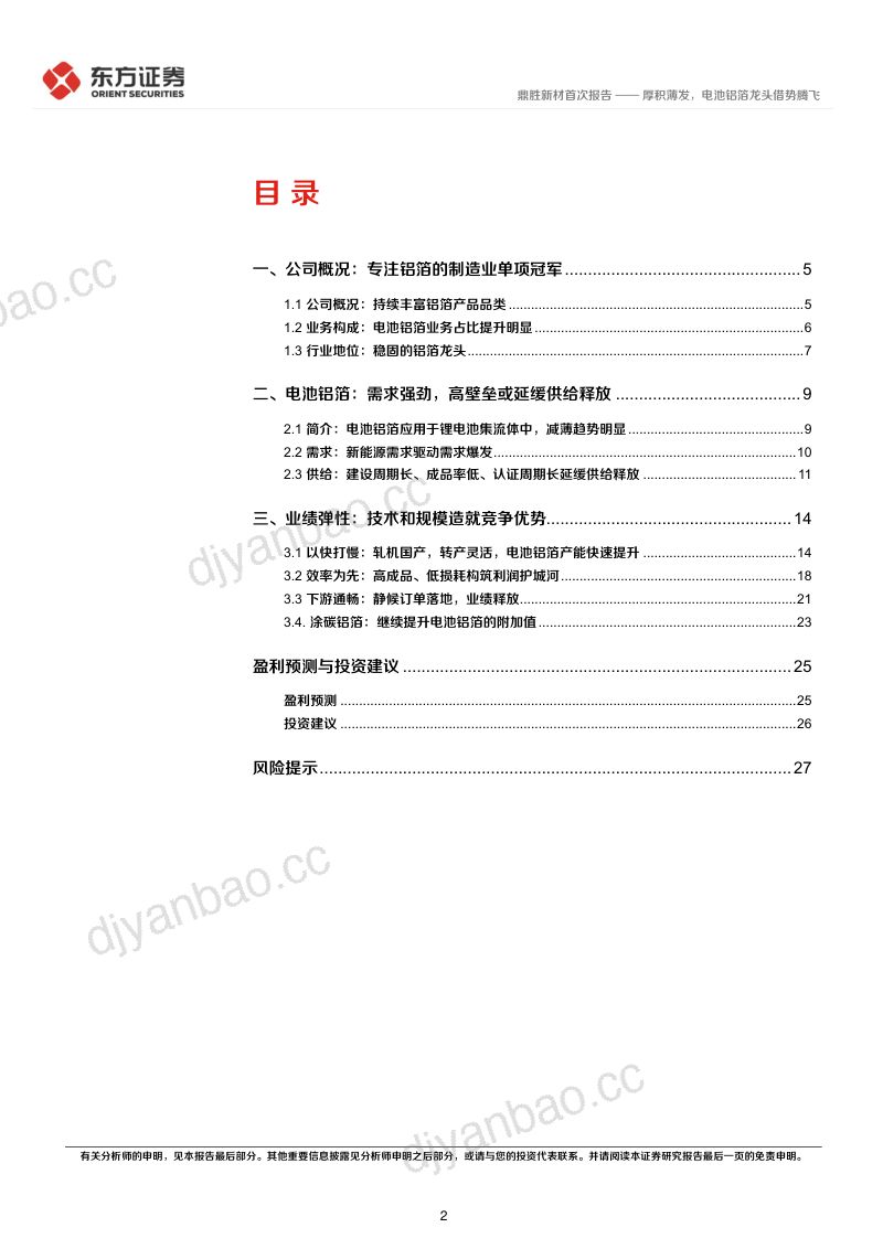 鼎胜新材:厚积薄发电池铝箔龙头借势腾飞-220905(31页) 第2页