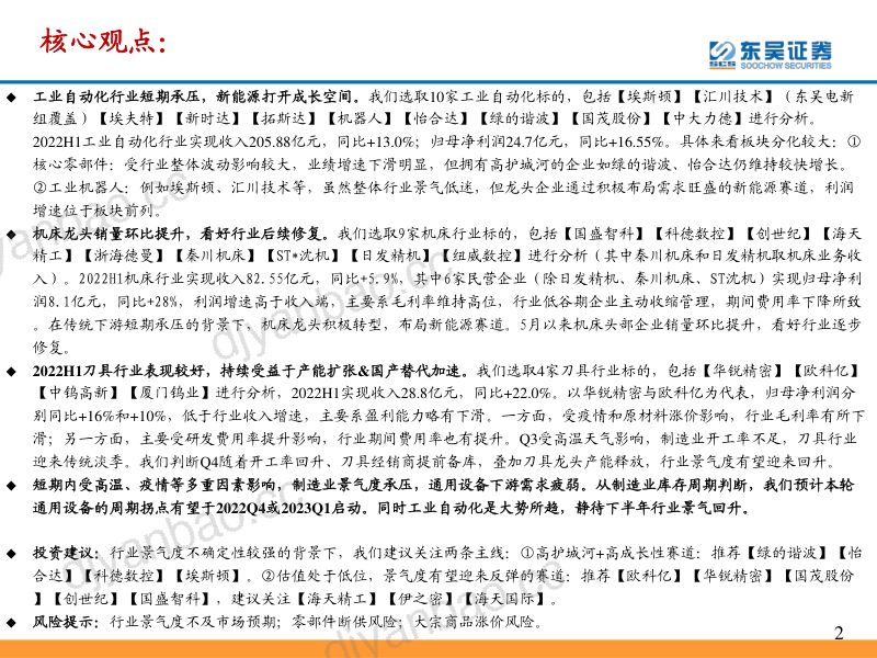 通用自动化行业2022中报总结：短期业绩承压静待景气复苏-220908（54页） 第2页