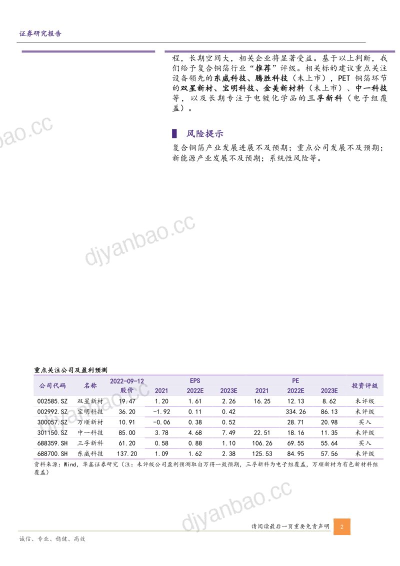 复合铜箔行业专题报告:蓄势待发前景广阔-220913(18页) 第2页