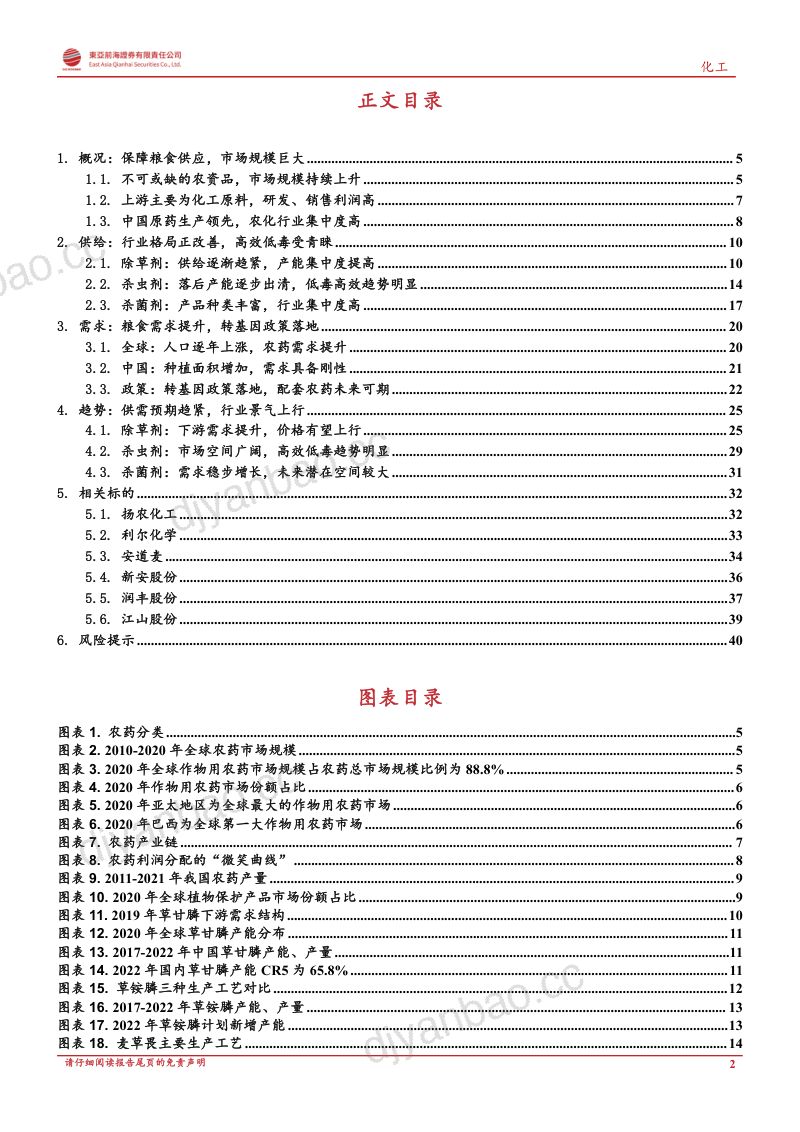 东亚前海化工：供给格局持续改善、农药行业景气周期有望延续-220907（42页） 第2页