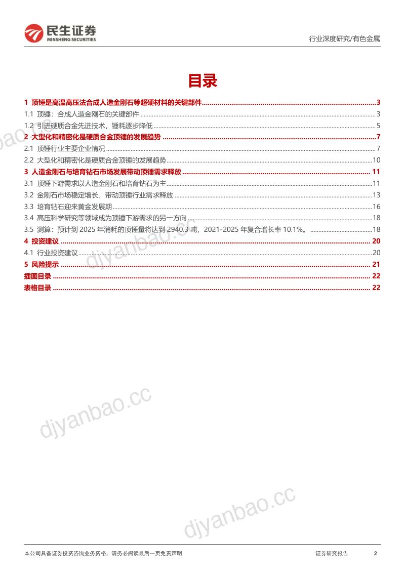 金属行业深度报告:人造金刚石与培育钻石市场快速发展带动顶锤需求释放-221207(23页) 第2页