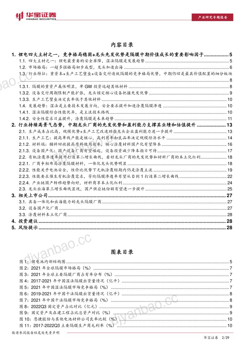 隔膜行业深度报告:竞争格局稳固龙头优势明显涂覆材料+出海打开新空间-20221210(29页) 第2页