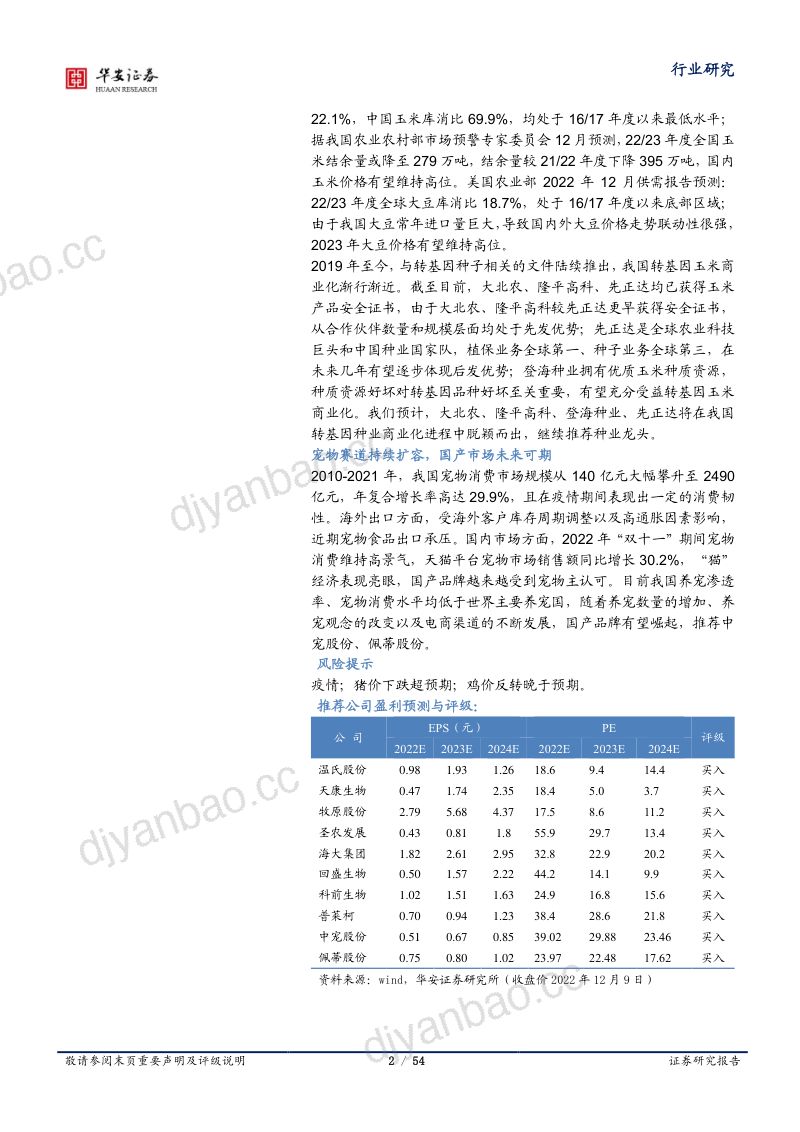 农林牧渔行业深度报告:生猪养殖股配置正当时多个细分板块景气回升-221212(54页) 第2页
