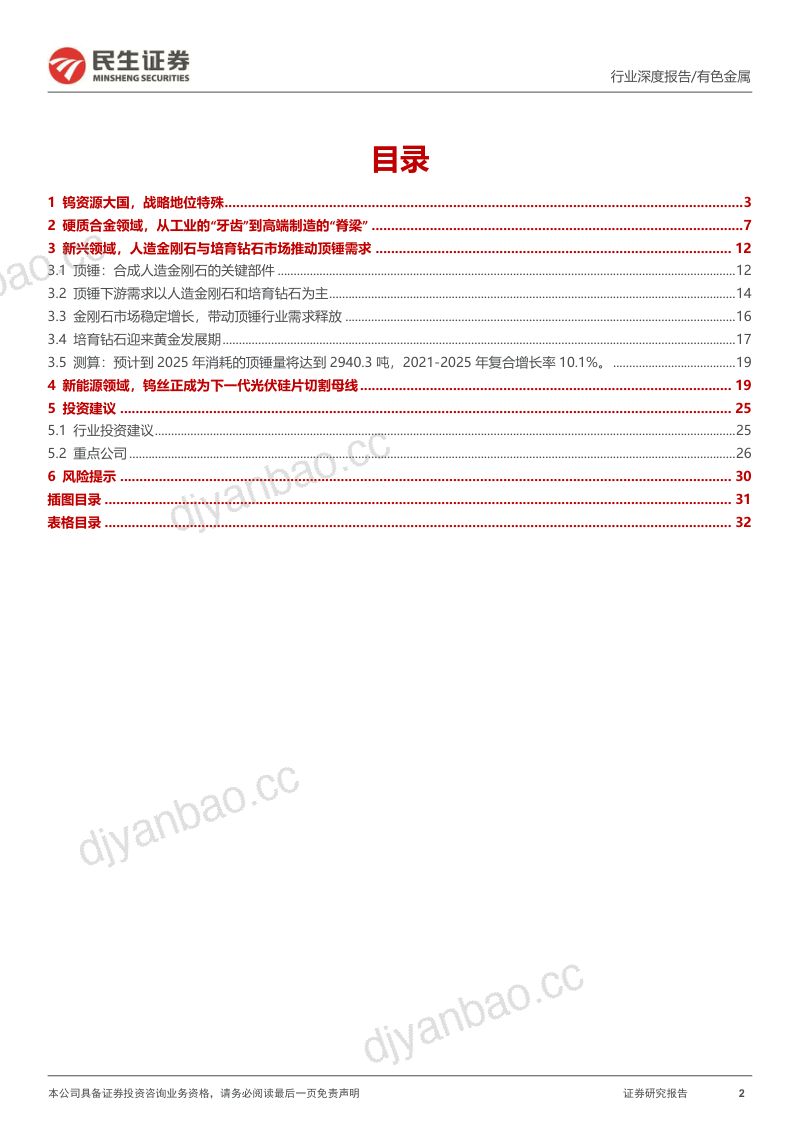 钨行业深度报告:战略金属之王从工业的“牙齿”到高端制造的“脊梁”-230202(33页) 第2页